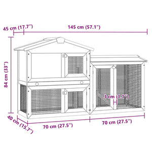 vidaXL Large Rabbit Hutch Red and White 145x45x84 cm Wood