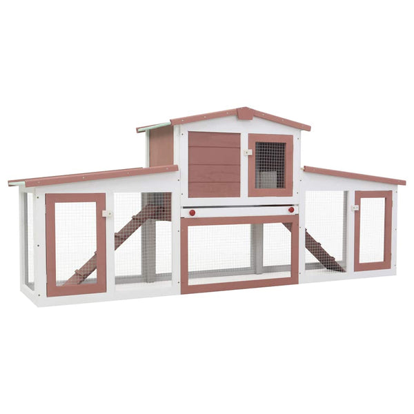 vidaXL Large Rabbit Hutch Brown and White 201x45x85 cm Wood