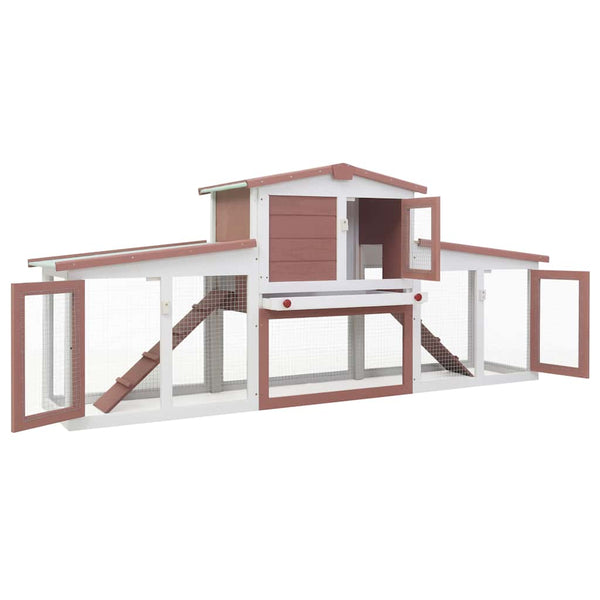 vidaXL Large Rabbit Hutch Brown and White 201x45x85 cm Wood