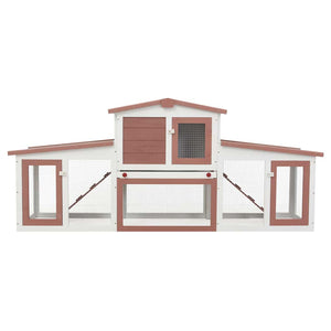 vidaXL Large Rabbit Hutch Brown and White 201x45x85 cm Wood
