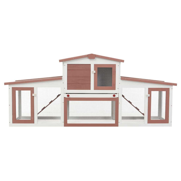vidaXL Large Rabbit Hutch Brown and White 201x45x85 cm Wood
