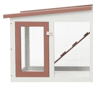 vidaXL Large Rabbit Hutch Brown and White 201x45x85 cm Wood