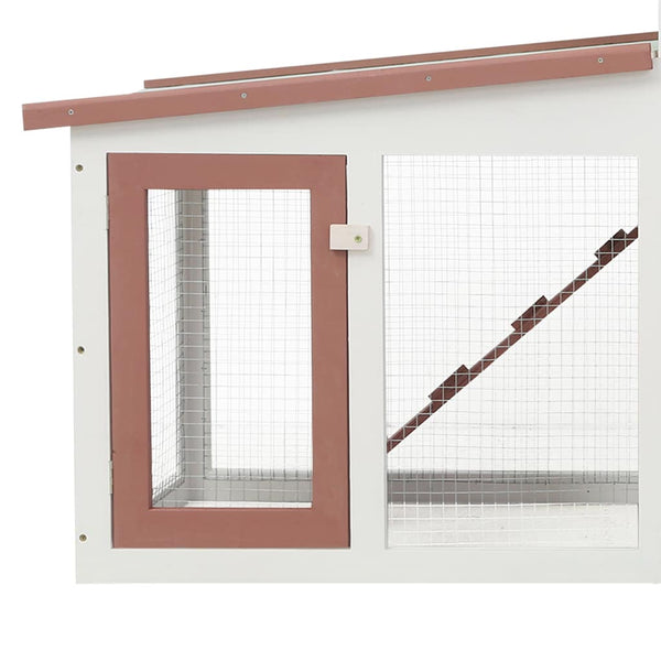 vidaXL Large Rabbit Hutch Brown and White 201x45x85 cm Wood