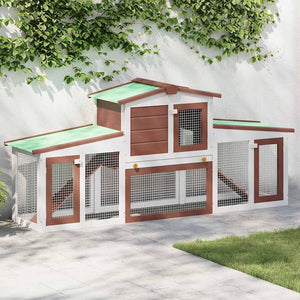 vidaXL Large Rabbit Hutch Brown and White 201x45x85 cm Wood