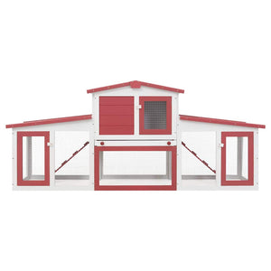 vidaXL Large Rabbit Hutch Red and White 201x45x85 cm Wood