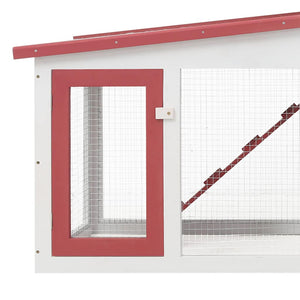 vidaXL Large Rabbit Hutch Red and White 201x45x85 cm Wood