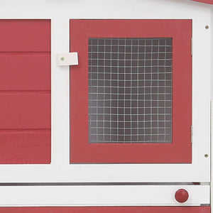 vidaXL Large Rabbit Hutch Red and White 201x45x85 cm Wood