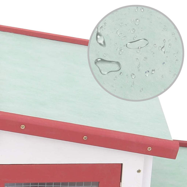 vidaXL Large Rabbit Hutch Red and White 201x45x85 cm Wood
