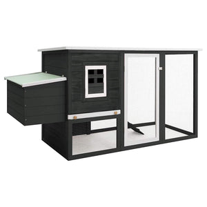 vidaXL Outdoor Chicken Coop with 1 Nesting Box Grey Wood