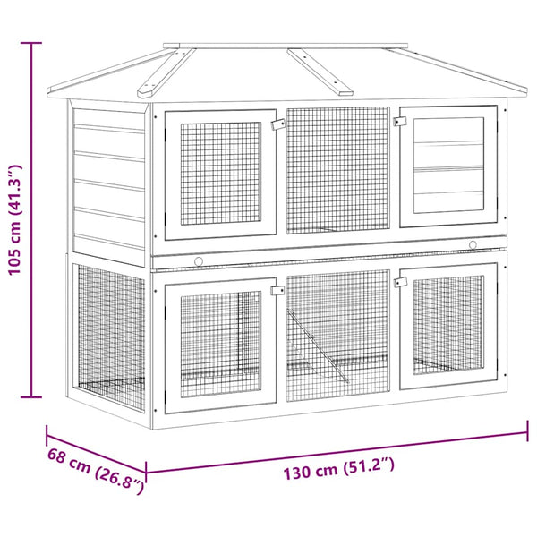 vidaXL Small Animal/Rabbit Hutch 2 Stories Wood