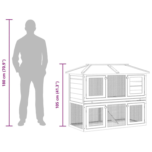 vidaXL Small Animal/Rabbit Hutch 2 Stories Wood