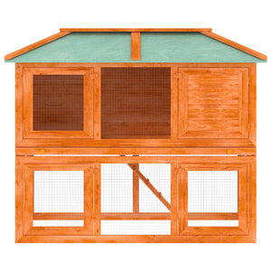 vidaXL Small Animal/Rabbit Hutch 2 Stories Wood