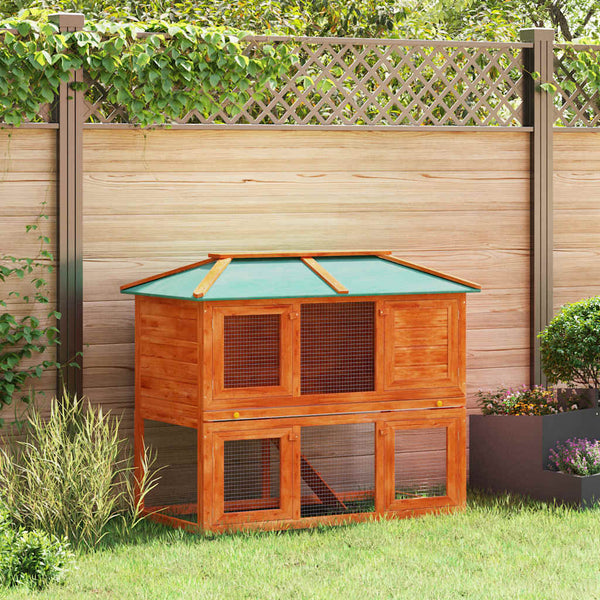 vidaXL Small Animal/Rabbit Hutch 2 Stories Wood