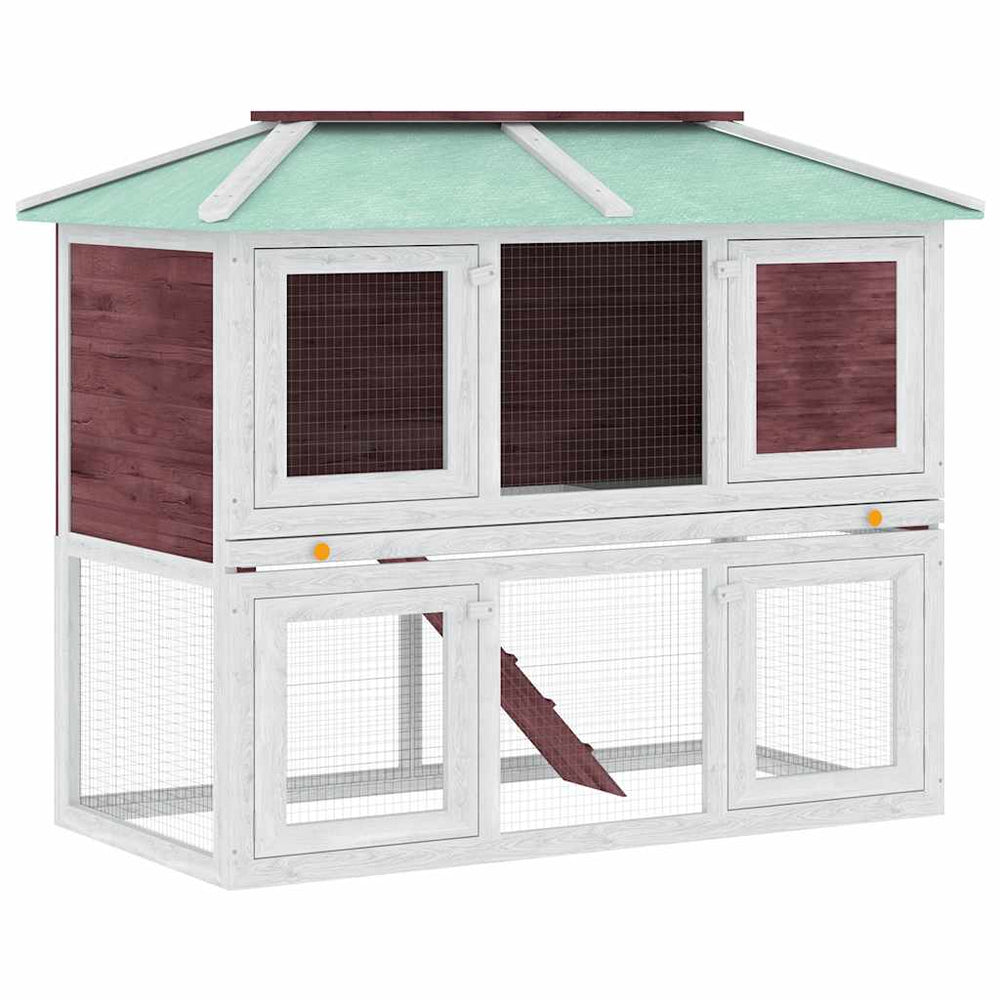 vidaXL Small Animal/Rabbit Hutch 2 Stories Brown Wood