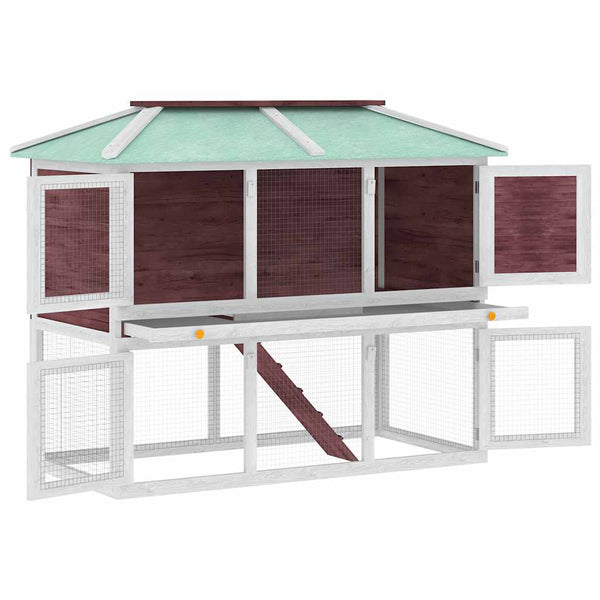 vidaXL Small Animal/Rabbit Hutch 2 Stories Brown Wood