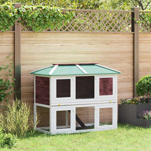 vidaXL Small Animal/Rabbit Hutch 2 Stories Brown Wood