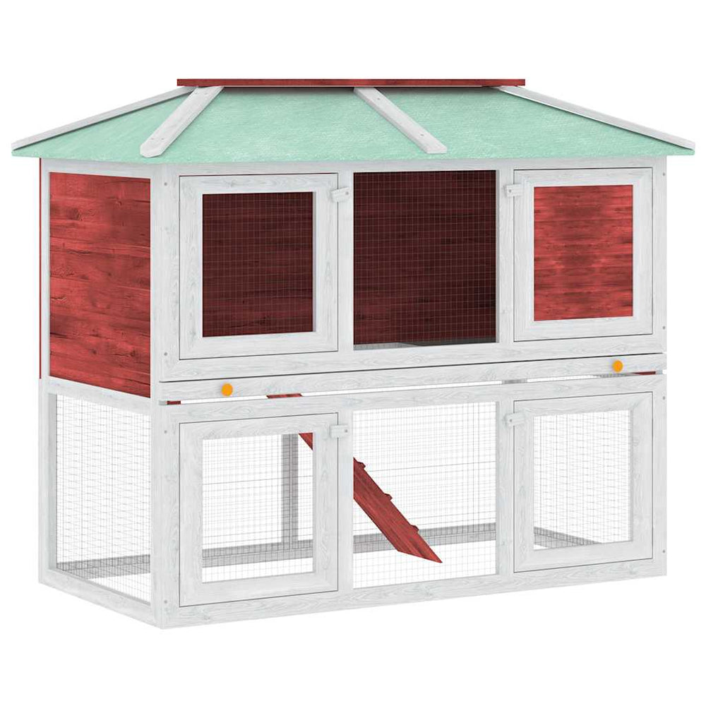 vidaXL Small Animal/Rabbit Hutch 2-Story Red Wood
