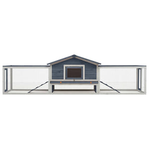 vidaXL Rabbit Hutch Grey 310x70x87 cm Solid Pine & Fir Wood