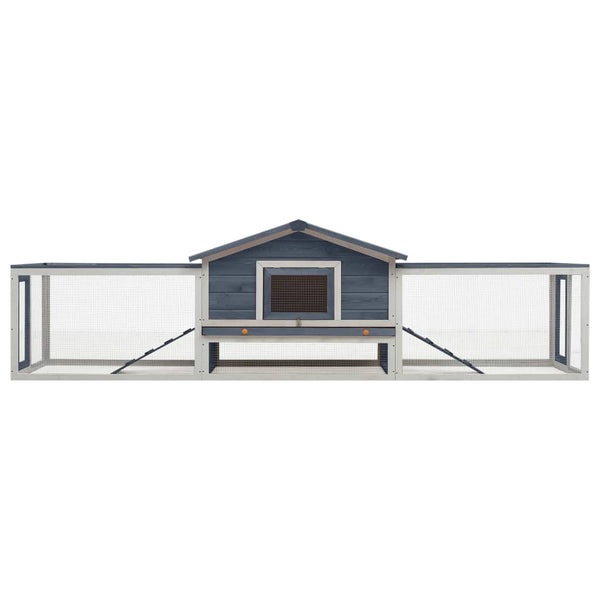 vidaXL Rabbit Hutch Grey 310x70x87 cm Solid Pine & Fir Wood