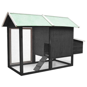 vidaXL Chicken Coop Grey 170x81x110 cm Solid Pine & Fir Wood