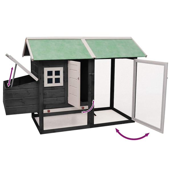 vidaXL Chicken Coop Grey 170x81x110 cm Solid Pine & Fir Wood