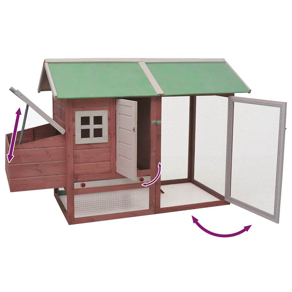 vidaXL Chicken Coop Mocca 170x81x110 cm Solid Pine & Fir Wood