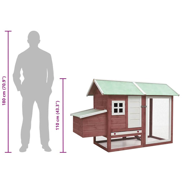 vidaXL Chicken Coop Mocca 170x81x110 cm Solid Pine & Fir Wood