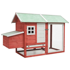 vidaXL Chicken Coop Red 170x81x110 cm Solid Pine and Fir Wood