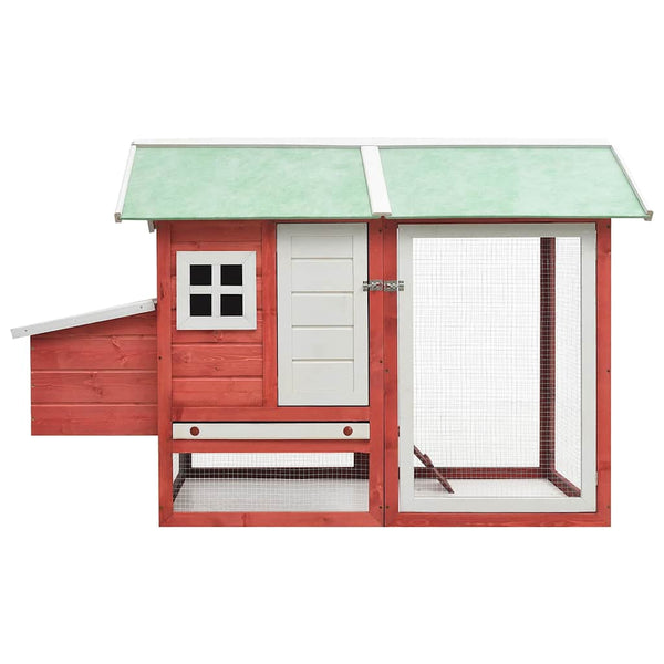 vidaXL Chicken Coop Red 170x81x110 cm Solid Pine and Fir Wood