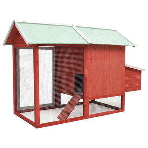 vidaXL Chicken Coop Red 170x81x110 cm Solid Pine and Fir Wood