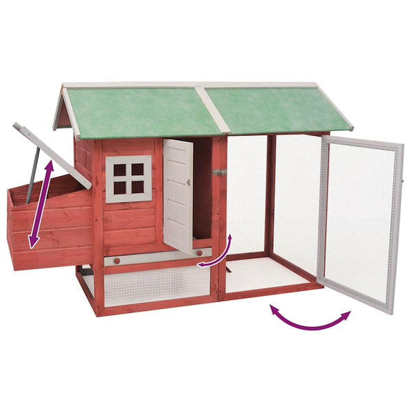 vidaXL Chicken Coop Red 170x81x110 cm Solid Pine and Fir Wood
