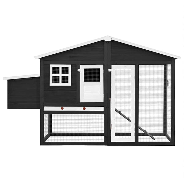 vidaXL Chicken Coop with Nest Box Grey and White Solid Fir Wood