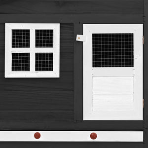 vidaXL Chicken Coop with Nest Box Grey and White Solid Fir Wood