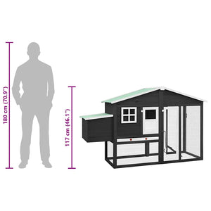 vidaXL Chicken Coop with Nest Box Grey and White Solid Fir Wood
