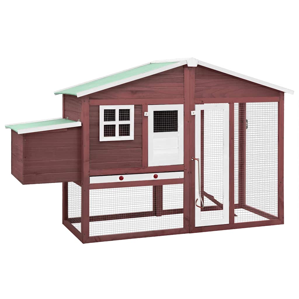 vidaXL Chicken Coop with Nest Box Mocha Brown and White Solid Fir Wood