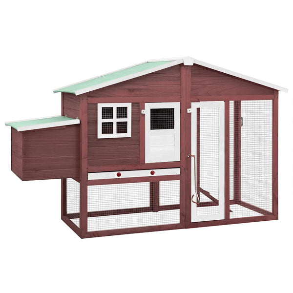 vidaXL Chicken Coop with Nest Box Mocha Brown and White Solid Fir Wood