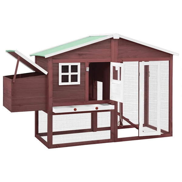 vidaXL Chicken Coop with Nest Box Mocha Brown and White Solid Fir Wood