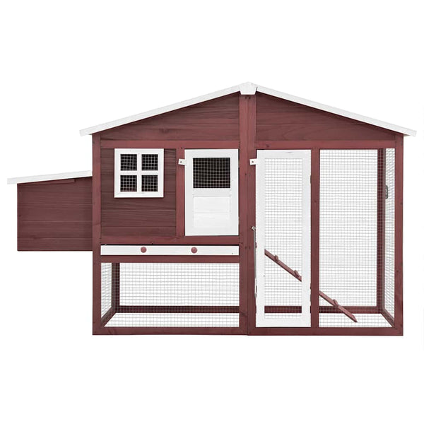 vidaXL Chicken Coop with Nest Box Mocha Brown and White Solid Fir Wood