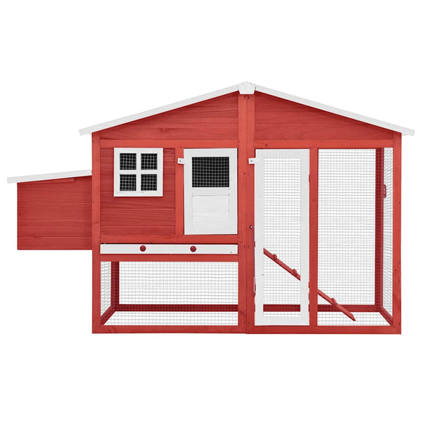 vidaXL Chicken Coop with Nesting Box Red and White Solid Fir Wood
