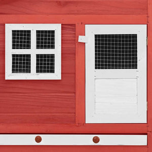 vidaXL Chicken Coop with Nesting Box Red and White Solid Fir Wood
