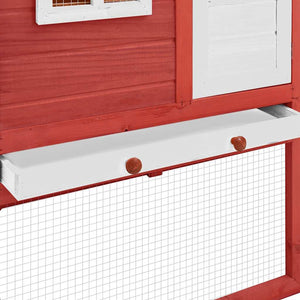vidaXL Chicken Coop with Nesting Box Red and White Solid Fir Wood