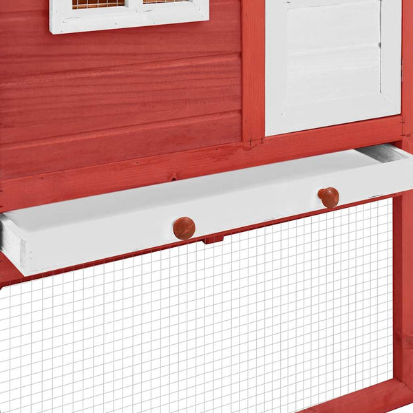 vidaXL Chicken Coop with Nesting Box Red and White Solid Fir Wood