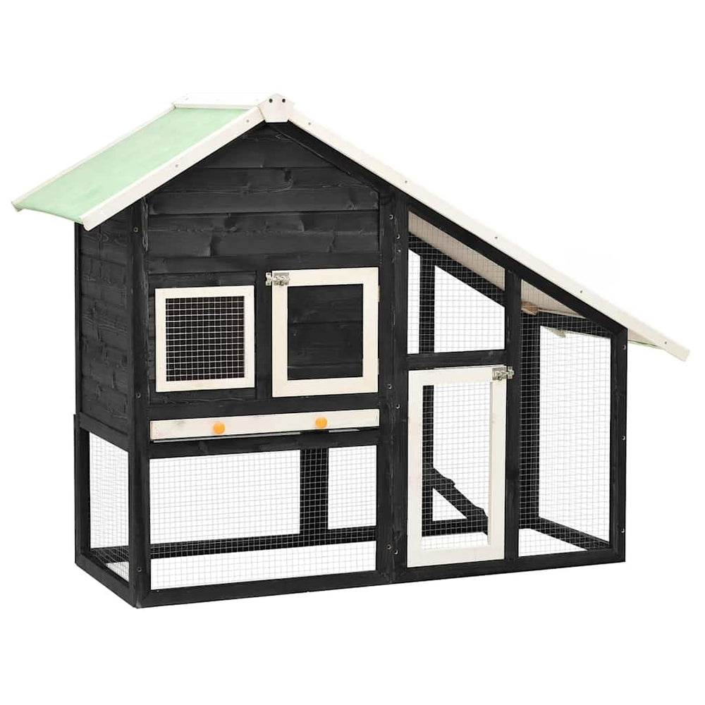 vidaXL Rabbit Hutch Grey and White 140x63x120 cm Solid Fir Wood