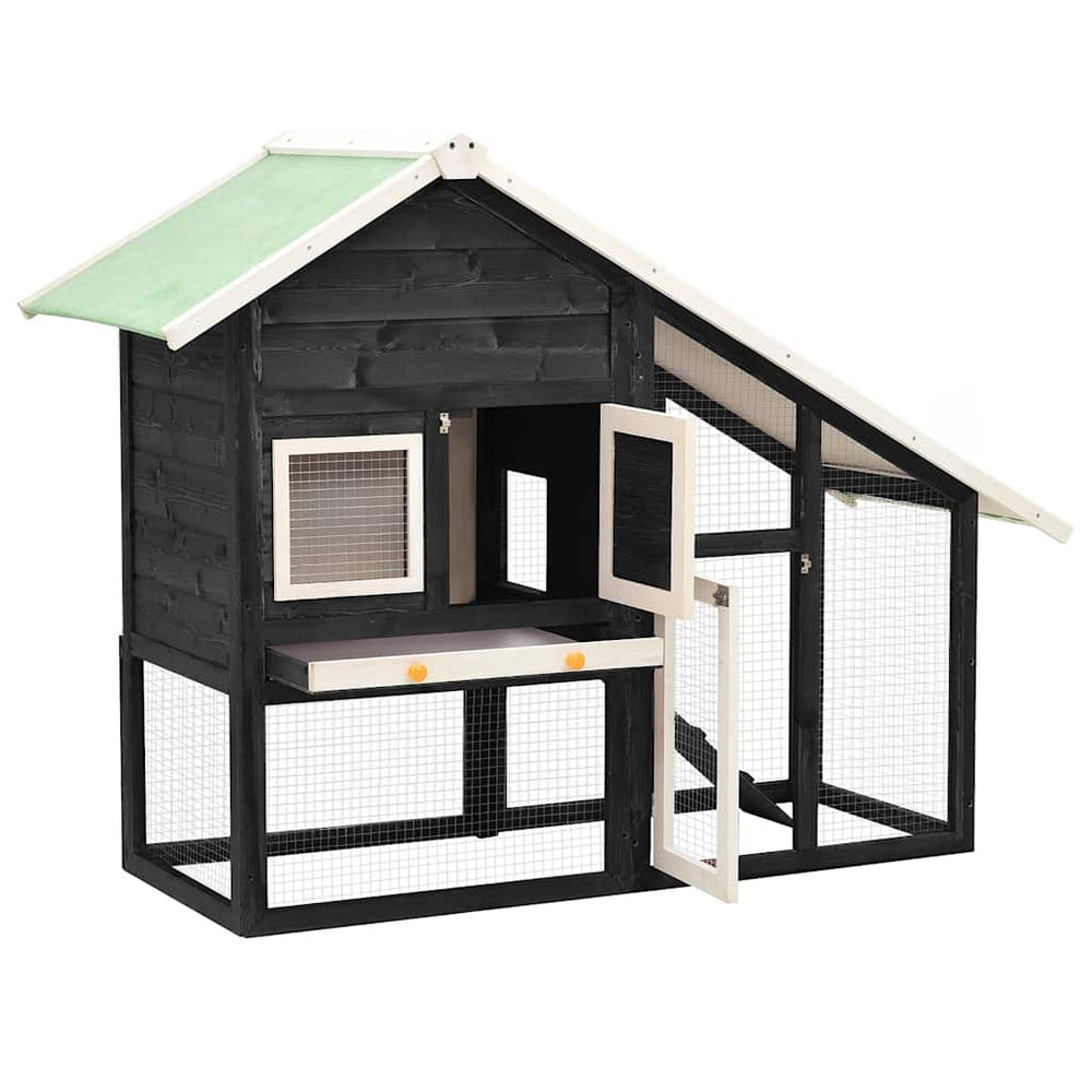vidaXL Rabbit Hutch Grey and White 140x63x120 cm Solid Fir Wood