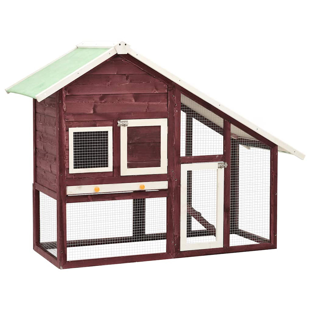 vidaXL Rabbit Hutch Mocha and White 140x63x120 cm Solid Fir Wood