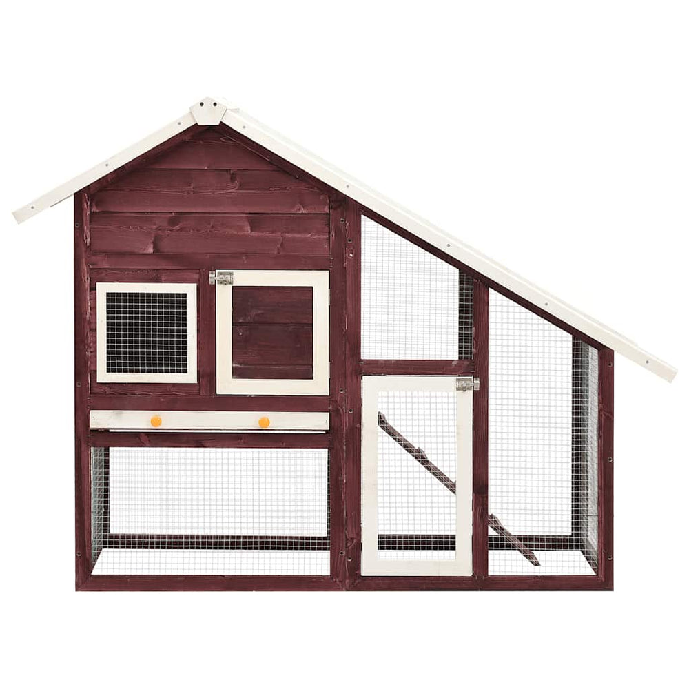 vidaXL Rabbit Hutch Mocha and White 140x63x120 cm Solid Fir Wood