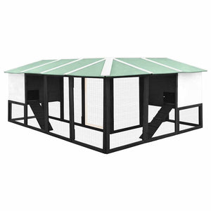 vidaXL Rabbit Hutch with Run Grey and White Solid Fir Wood