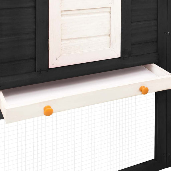 vidaXL Rabbit Hutch with Run Grey and White Solid Fir Wood