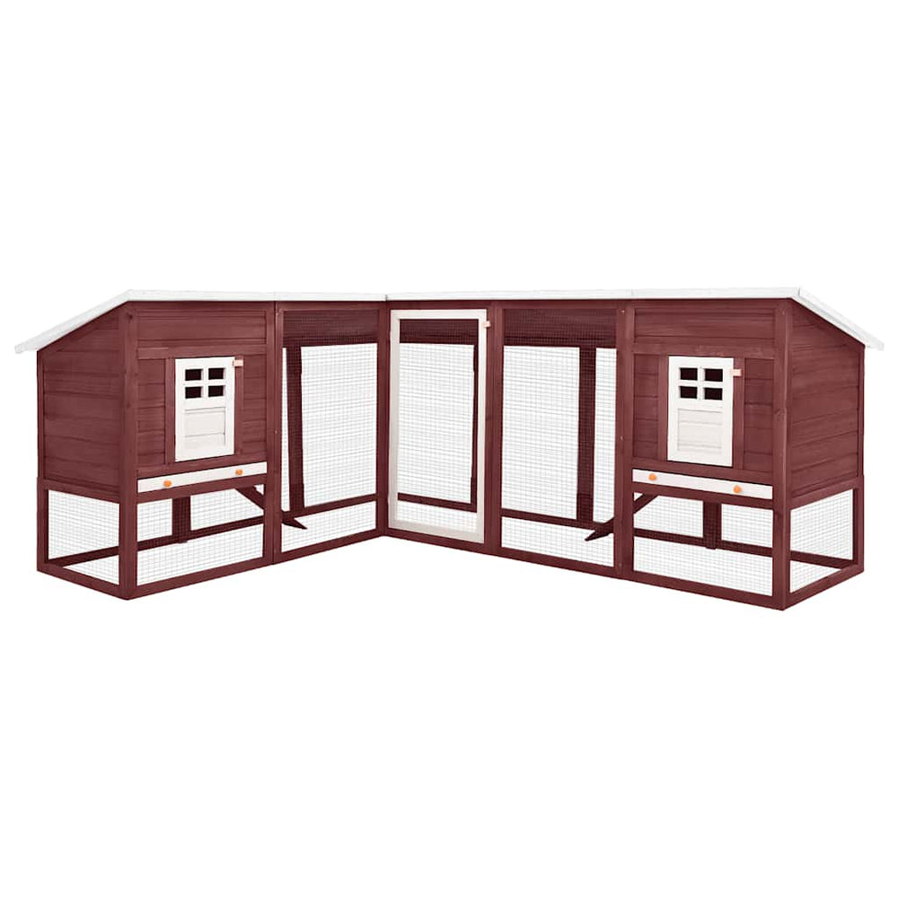 vidaXL Rabbit Hutch with Run Mocca and White Solid Fir Wood