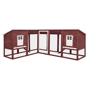 vidaXL Rabbit Hutch with Run Mocca and White Solid Fir Wood